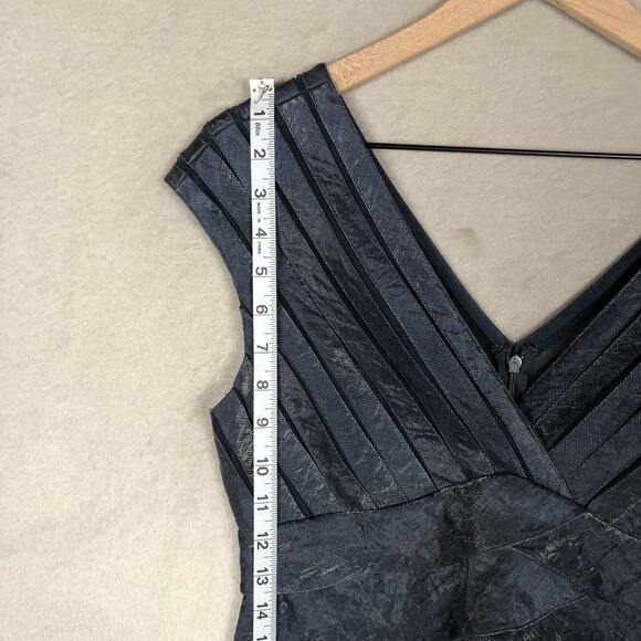 NWT ADRIANNA PAPELL Cocktail Dress Sz 6 Blue Midi Layered Lined Iridescent NEW - Picture 9 of 16